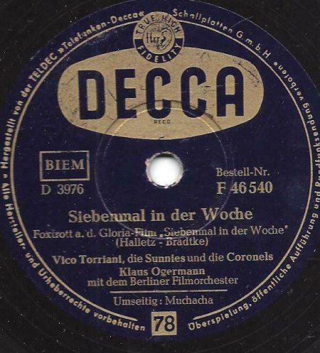 "Fehlpressung" von "Siebenmal in der Woche", gesungen von Vico Torriani
