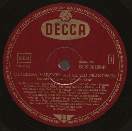 CATERINA VALENTE auf Langspielplatten