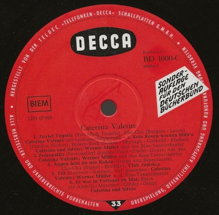 CATERINA VALENTE auf Langspielplatten