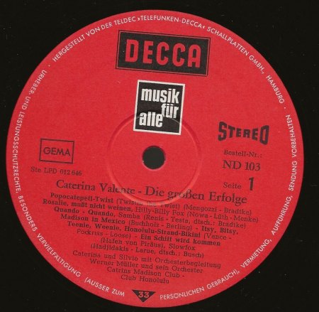 CATERINA VALENTE auf Langspielplatten