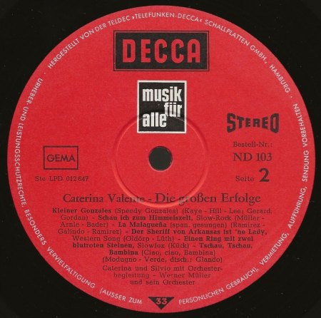 CATERINA VALENTE auf Langspielplatten