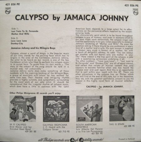 JAMAICA JOHNNY and his Milagro Boys