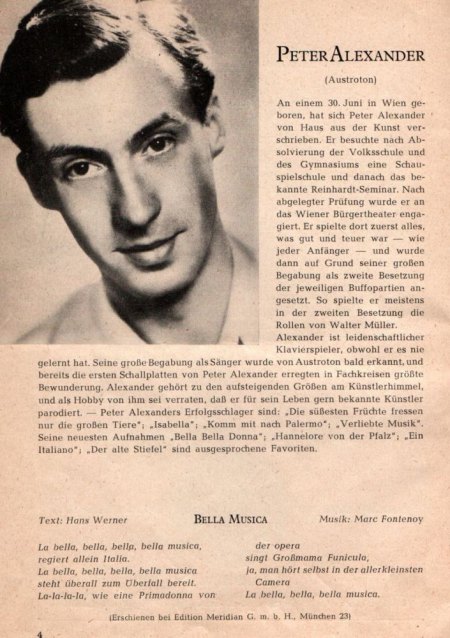 Vorstellung Peter Alexander, 1.7.1953