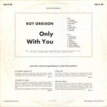 ROY ORBISON - Only with you Deutsche LONDON-LP