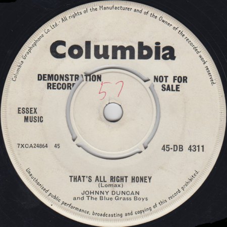 JOHNNY DUNCAN & The Bluegrass Boys - Skiffle Music