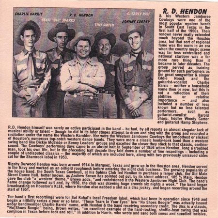 R.D. HENDON AND HIS WESTERN JAMBOREE COWBOYS