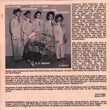 R.D. HENDON AND HIS WESTERN JAMBOREE COWBOYS