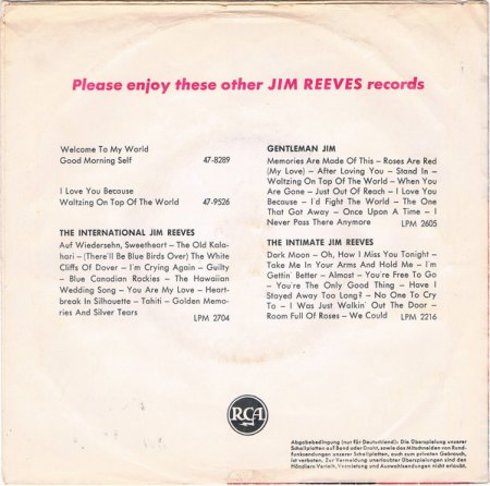 JIM REEVES auf RCA Victor (bei uns auf RCA)