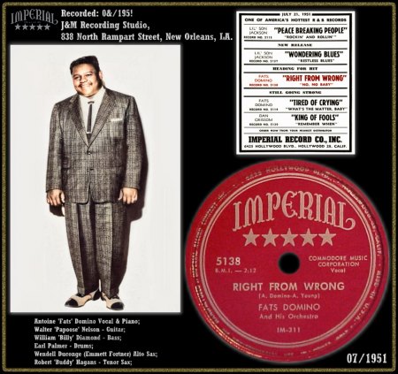 FATS DOMINO - RIGHT FROM WRONG