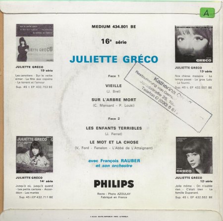 JULIETTE GRECO  (1927 - 2020)