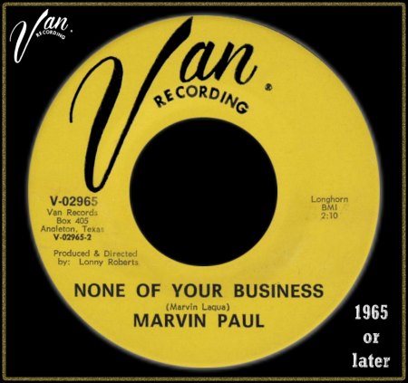 MARVIN PAUL - NONE OF YOUR BUSINESS