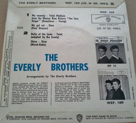 Everly Brothers - Warner Bros EP's Frankreich