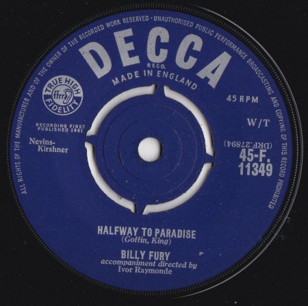 Billy Fury - Kurz-Bio - Single-Discos