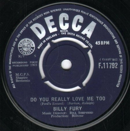 Billy Fury - Kurz-Bio - Single-Discos