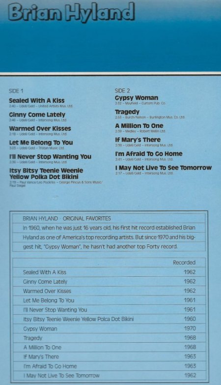 Brian Hyland auf UNI & MCA