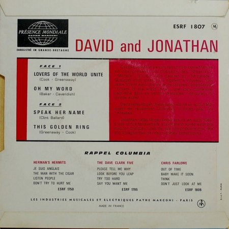 COOK & GREENAWAY "alles Roger" aka David & Jonathan