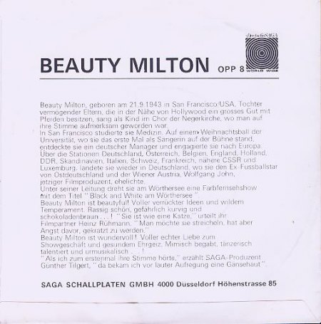 Beauty Milton - Star Ende der 60er und der 70er Jahre