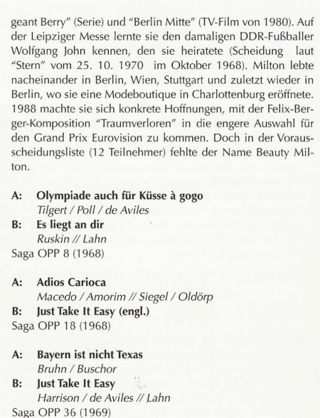 Beauty Milton - Star Ende der 60er und der 70er Jahre