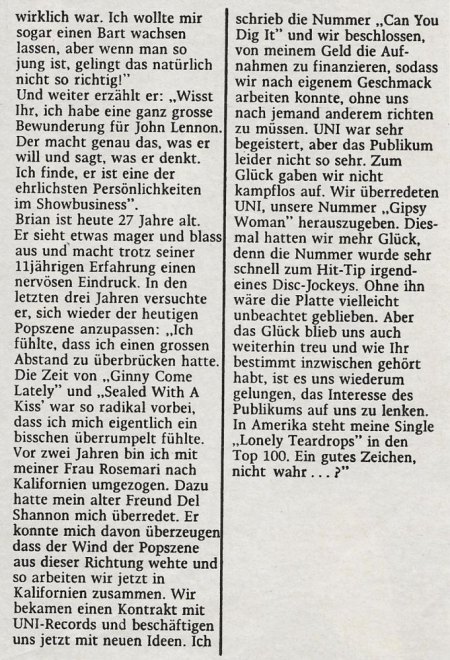 Brian Hyland auf UNI & MCA