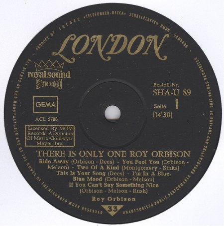 ROY ORBISON - Only with you Deutsche LONDON-LP