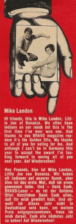 MICHAEL LANDON ist Bonanza's "Little Joe"