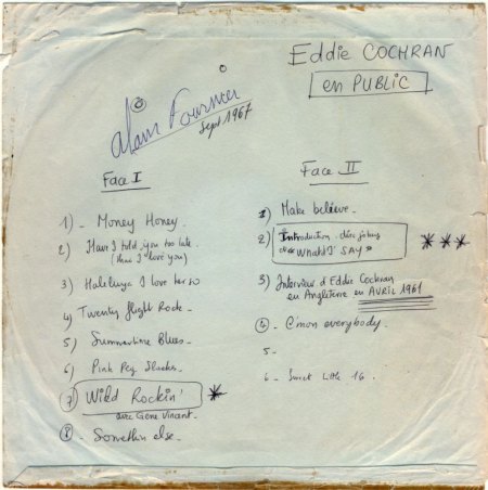 EDDIE COCHRAN - DICK CHARLES RECORDING SERVICE