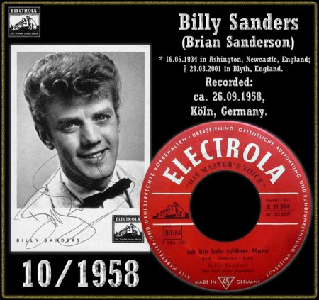 BILLY SANDERSON - ICH BIN KEIN SCHôNER MANN