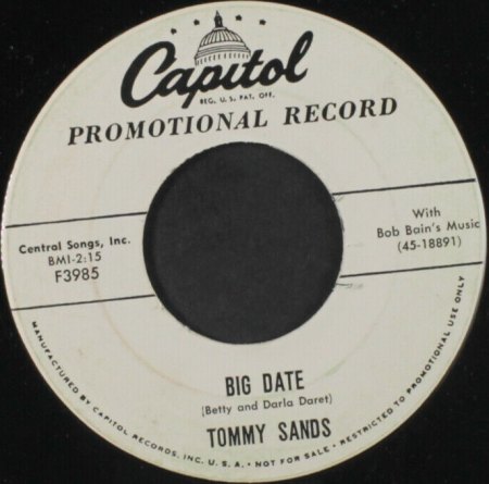 TOMMY SANDS in den USA und Biographisches