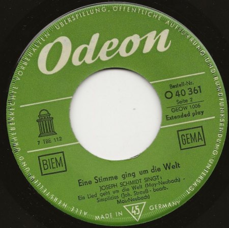 JOSEPH SCHMIDT  -  Not forgotten !