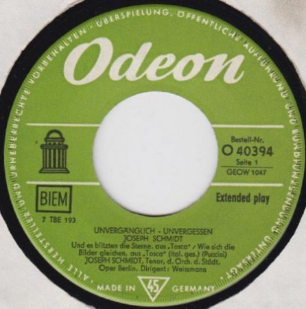 JOSEPH SCHMIDT  -  Not forgotten !