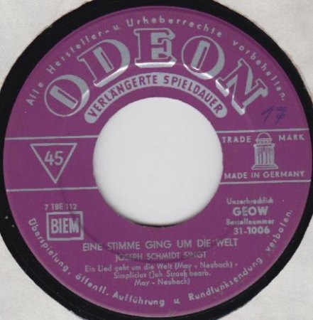 JOSEPH SCHMIDT  -  Not forgotten !