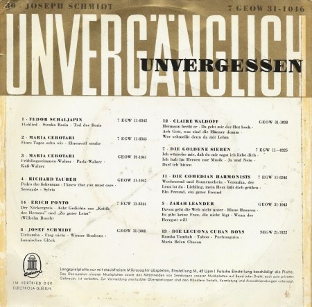 JOSEPH SCHMIDT  -  Not forgotten !