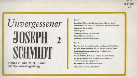 JOSEPH SCHMIDT  -  Not forgotten !