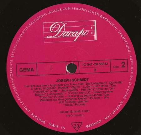 JOSEPH SCHMIDT  -  Not forgotten !