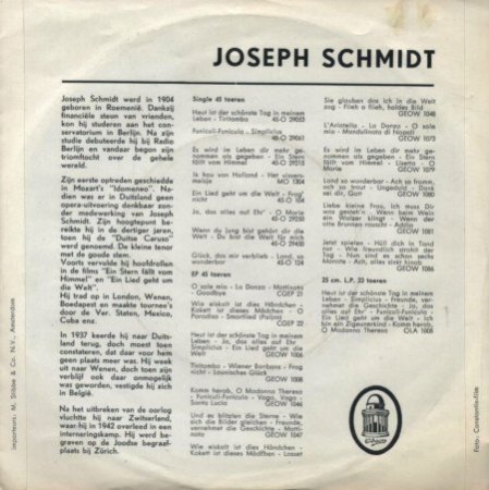 JOSEPH SCHMIDT  -  Not forgotten !