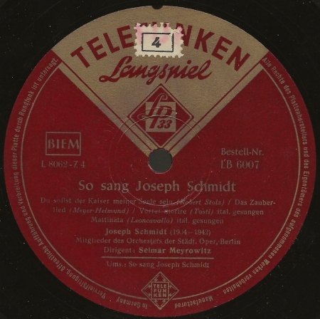 JOSEPH SCHMIDT  -  Not forgotten !