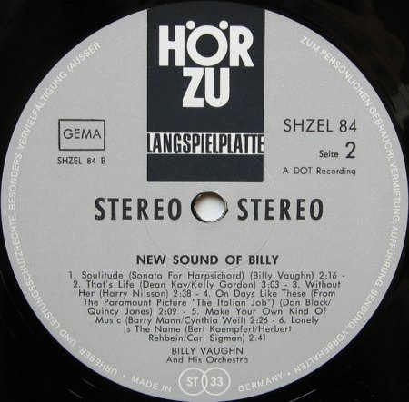 BILLY VAUGHN - LP Covervariationen