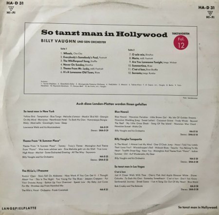 Billy Vaughn - deutsche LP's auf London