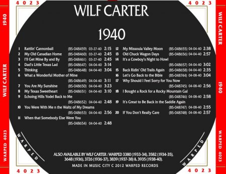 WILF CARTER "Montana Slim"