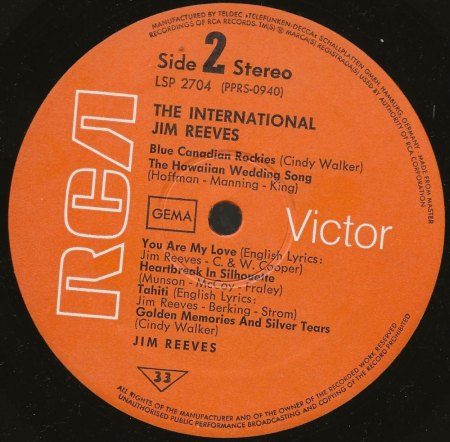 JIM REEVES auf RCA Victor (bei uns auf RCA)