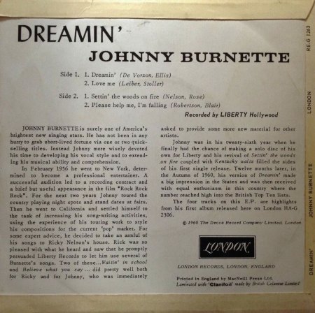 JOHNNY BURNETTE - EP's