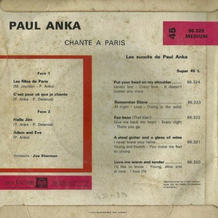 Paul Anka in Deutschland und restliches Europa