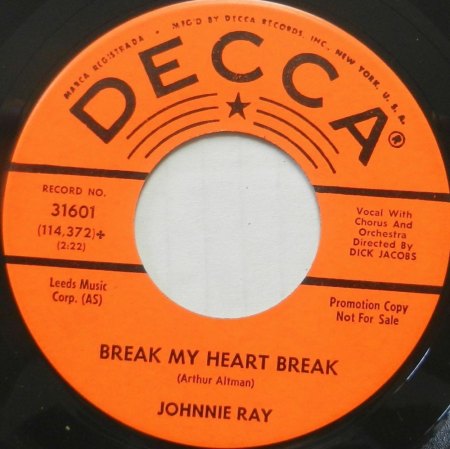 JOHNNIE RAY - Kurz-Bio, Disco u. seine Singles