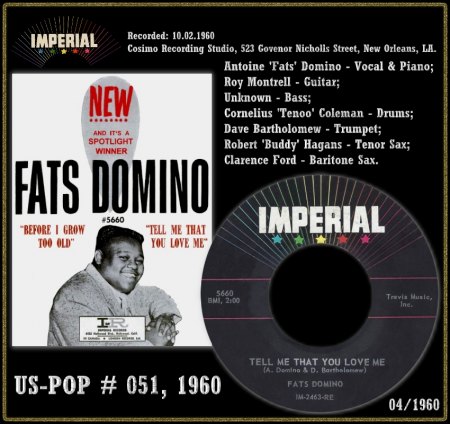 FATS DOMINO - TELL ME THAT YOU LOVE ME
