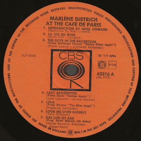 MARLENE DIETRICH - Rare Recording