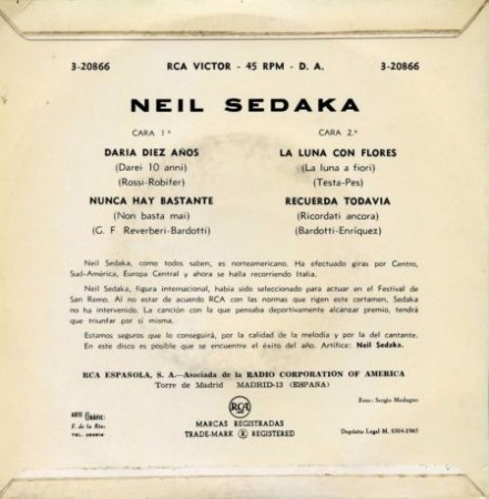 NEIL SEDAKA - EPs Spanien