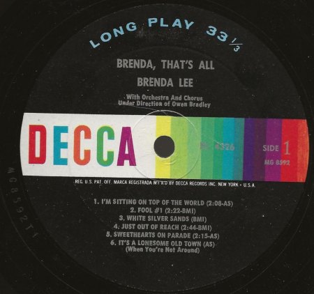 BRENDA LEE - LP-Diskographie