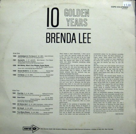 BRENDA LEE  -  deutsche LPs