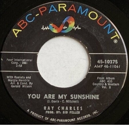YOU ARE MY SUNSHINE bereits 1956 auf 45 RPM