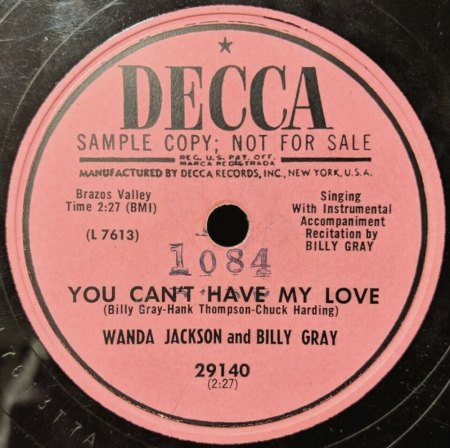 WANDA JACKSON - auf Decca mit Country